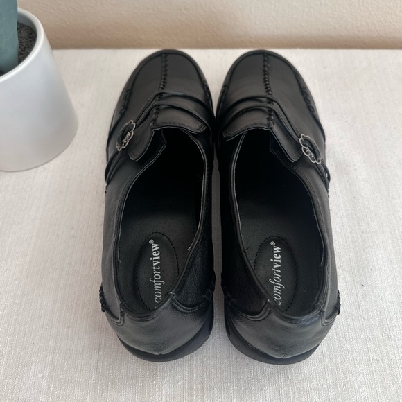 Comfortview Natalia Black Faux Leather Casual Comfy Loafers Women’s 10M - Picture 8 of 14